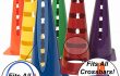 Set of six slotcones in rainbow colors with pull outs stating fits all hoops and fits all crossbars